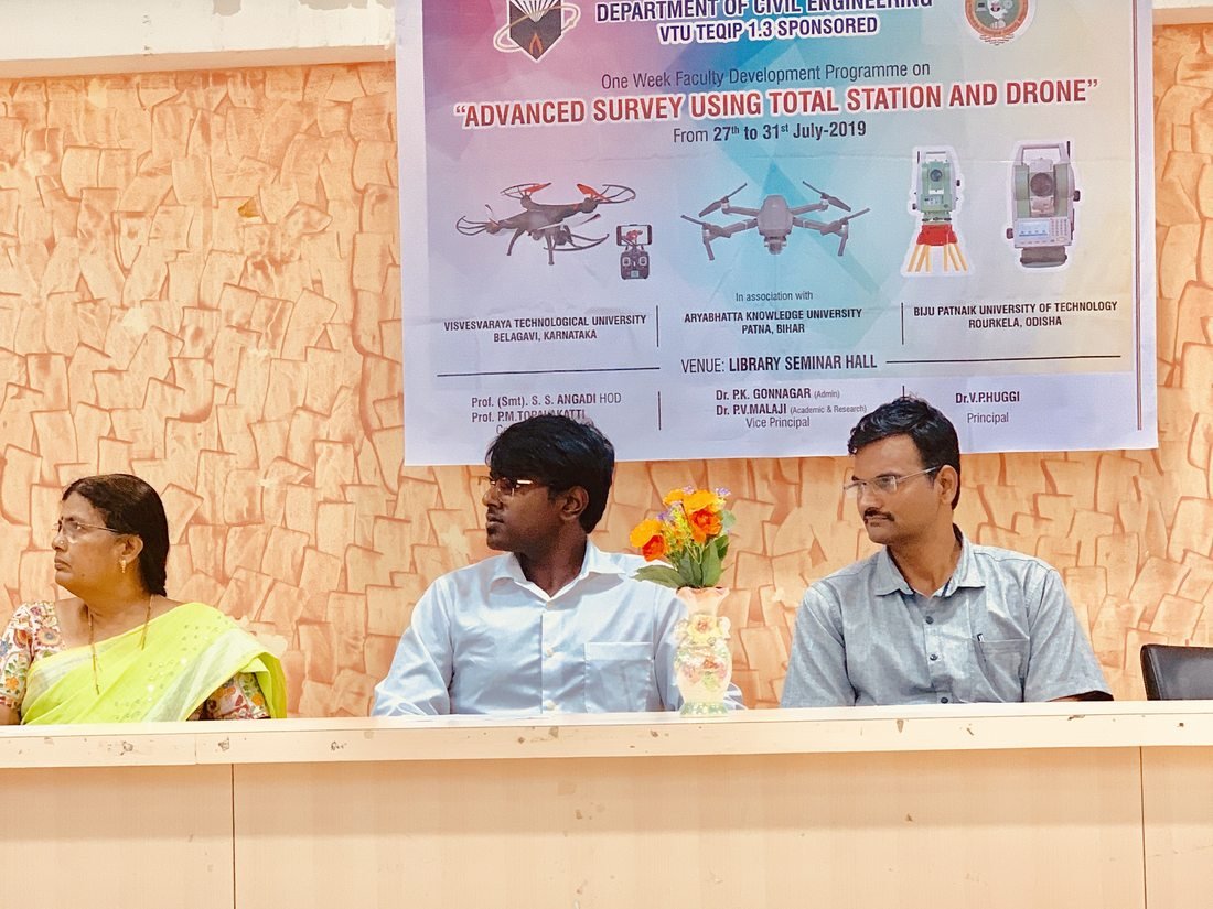 Faculty development programme on advanced survey using total station and drone, at Dr. P. G. Halakatti College of Engineering, Vijayapur